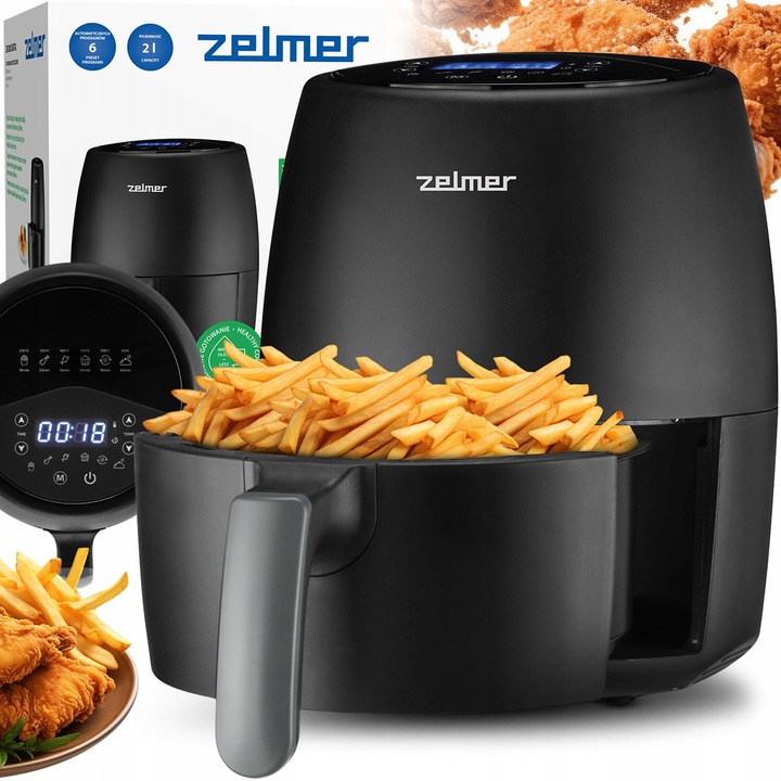 Zelmer olajmentes fritőz, 1200W, 2L, 6 program, kompakt design