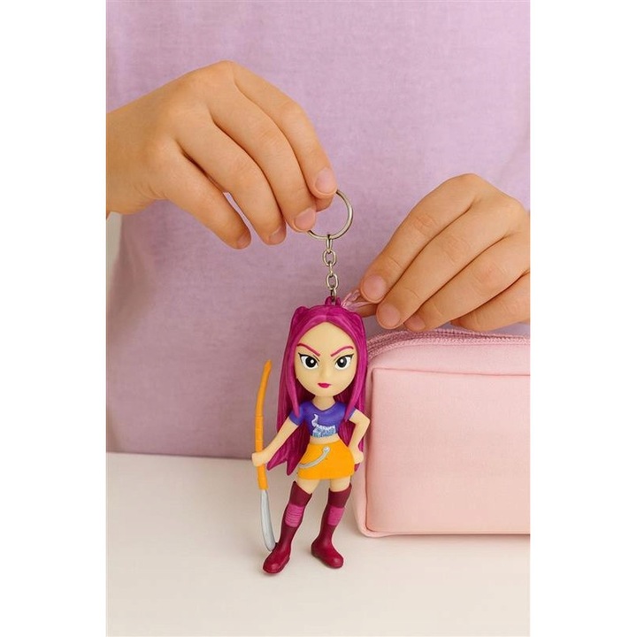 Brelocuri K-Pop Demon Hunters, figura surpriza, design inspirat din anime, multicolor, set cu carte colectionabila