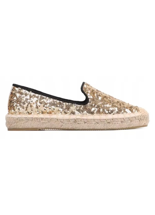 Espadrile dama, auriu, slip-on, cu paiete stralucitoare, confortabile, 41.5 EU