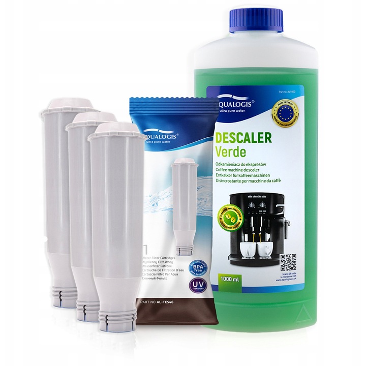 Set 3x Filtru apa AL-TES46 + Odkamieniacz Aqualogis Verde 1L, Accesorii aparate cafea