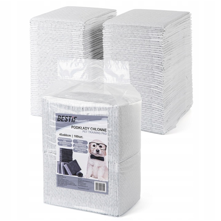 Bestif, set 100 bucati, protectii absorbante pentru animale, 45x60cm, multicolor