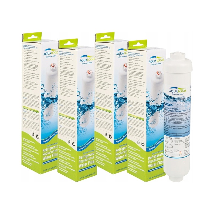 Set 4 filtre apa Aqualogis AL-05J pentru frigider, compatibil DA29-10105J, 25.5x5.5cm
