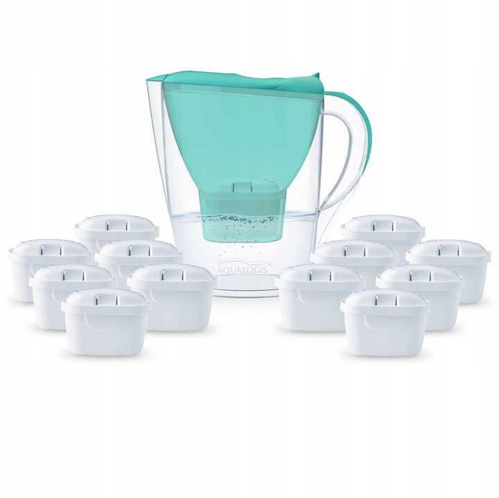Set Dzbanek Filtrujacy Aqualogis Harmony 2.6L Verde + 12 Filtre Pure+