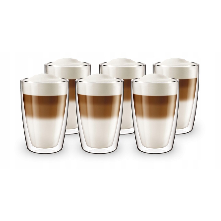 6 db termikus pohár készlet, 280ml, boroszilikát üveg, 11,7cm, átlátszó