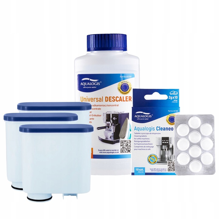 Szett 3x AL-Clean szűrő + 250ml vízkőoldó + Aqualogis tisztító tabletták