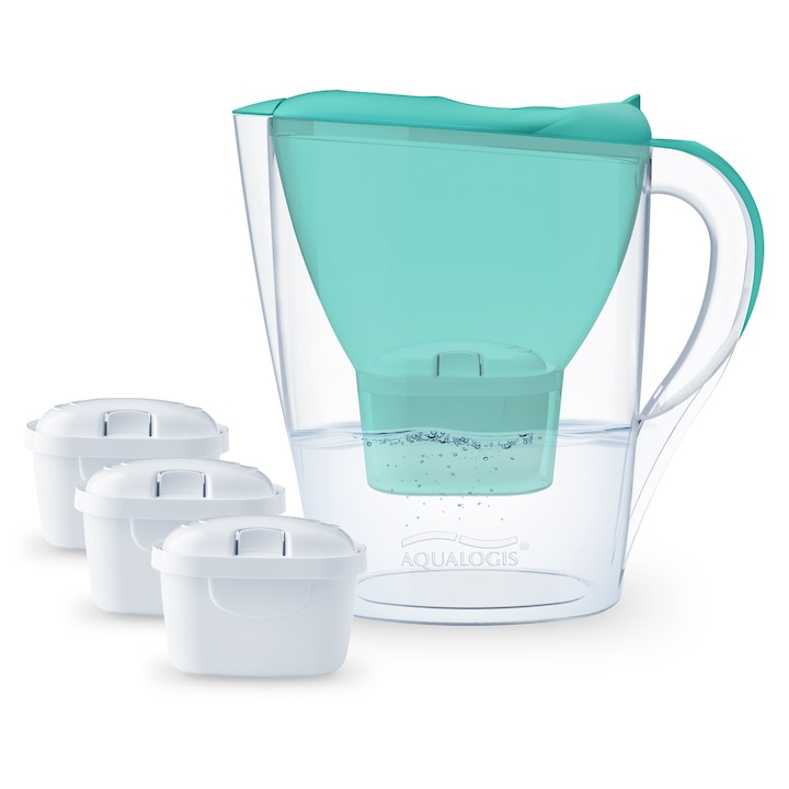 Set Dzbanek Filtrujacy Aqualogis Harmony 2.6L Verde + 3 Filtre Pure+