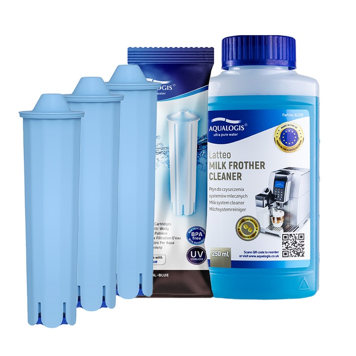 3x Aqualogis AL-Blue Szűrő + Latteo 250ml Tisztítófolyadék Szett