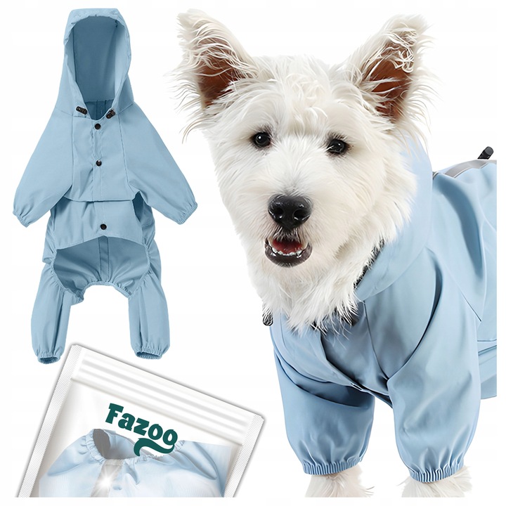 Дъждобран за кучета, Fazoo, 2XL, син, светлоотразителни елементи