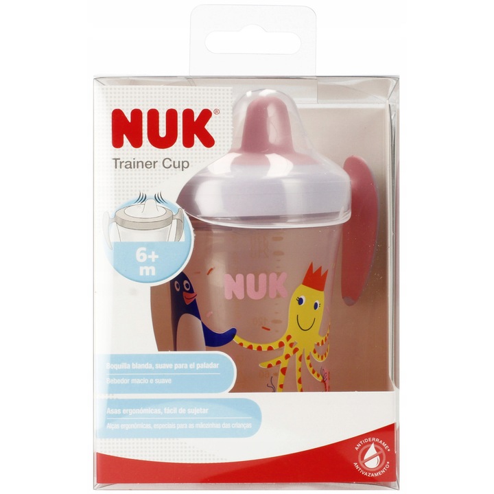 Cana NUK Evo Trainer Cup 230 ml, roz, 15x11x9cm, pentru copii 6m
