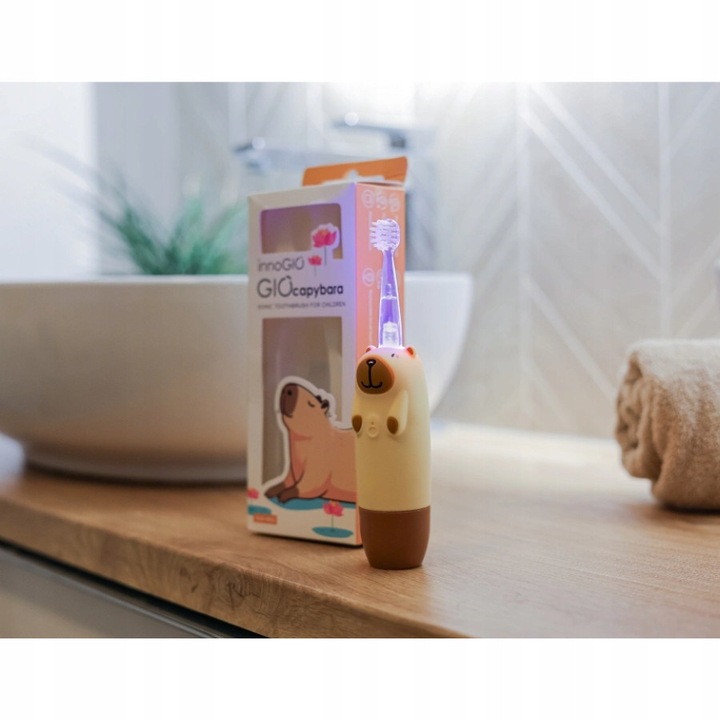 Електрическа четка за зъби InnoGIO Capybara, 2 глави, многоцветна, за деца