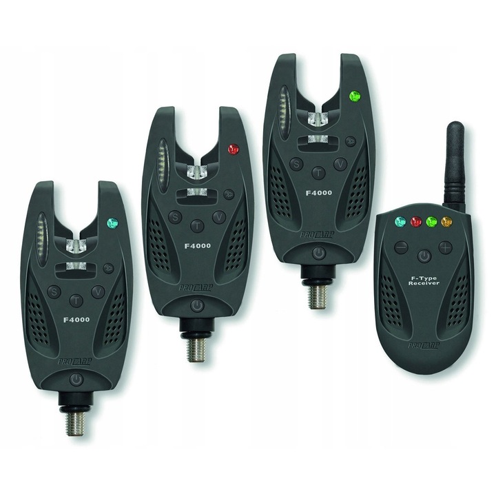 Set semnalizatoare Cormoran Pro Carp F-4000 3+1, reglaj sensibilitate, volum, ton, multicolor