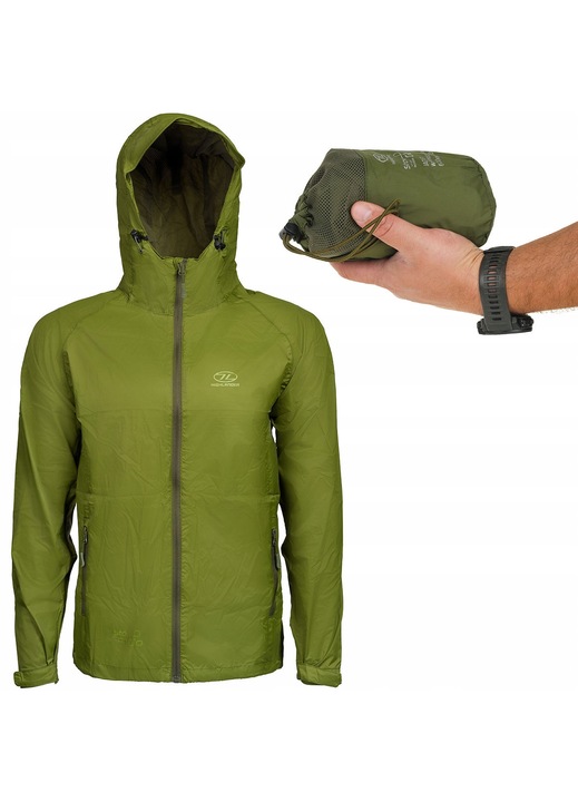 Geaca de ploaie Highlander Pack-Light 6K, usoara, verde, material impermeabil, XS INTL