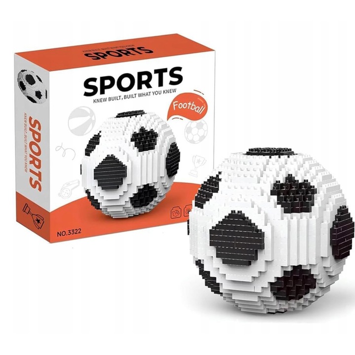 Set de constructie fotbal, 800 elemente, decorativ, dimensiune 9,5x9,5cm, multicolor