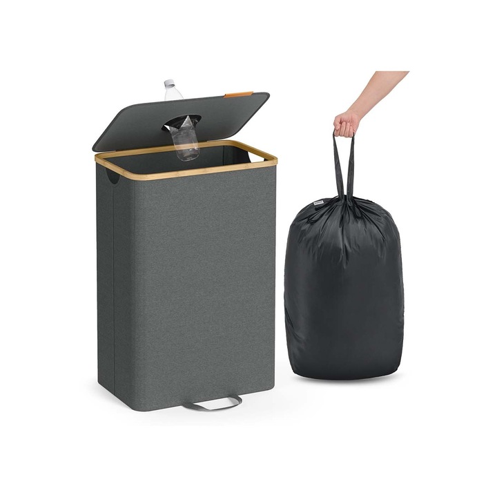 Cos pentru sticle reutilizabile, Songmics, 95L, gri