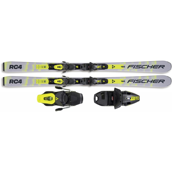 Schiuri Fischer XTR RC4 RT + RS10 PR, 145cm, gri-galben, tehnologie Sandwich Sidewall Construction