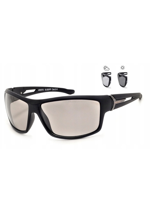 Ochelari de soare barbati Arctica S-203FP, polari, fotochrom, mat, set cu etui si saculet din microfibra