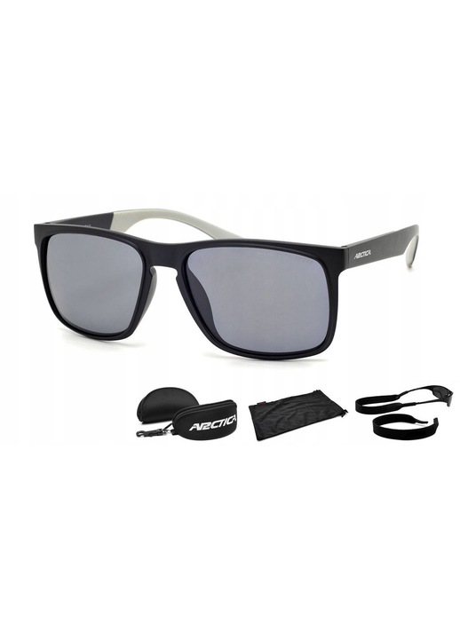 Ochelari de soare Arctica S-334A, polariizatori, negru mat, set cu etui si snur