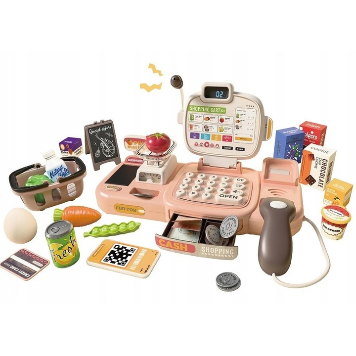 Set joaca supermarket, DK, casa de marcat, microfon, 30 elemente