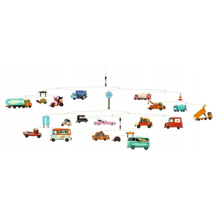 Karuzela decorativa Ruch uliczny, Djeco, 80x48cm, culori vesele