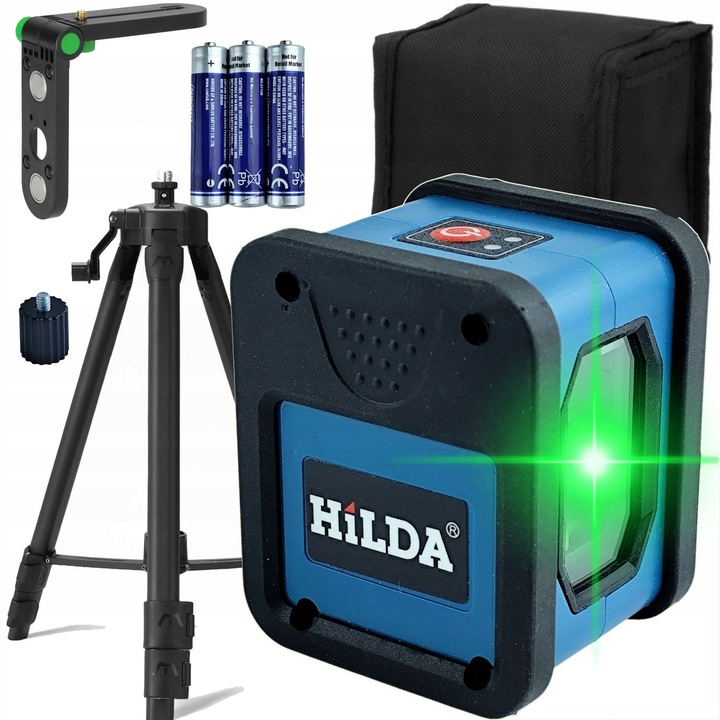 Nivela laser HILDA, laser incrucisat, verde, set cu suport 360° si stativ 1m