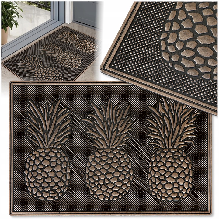 Covorase intrare, 40x60cm, negru, din cauciuc reciclabil, antiderapant, grosime 8mm