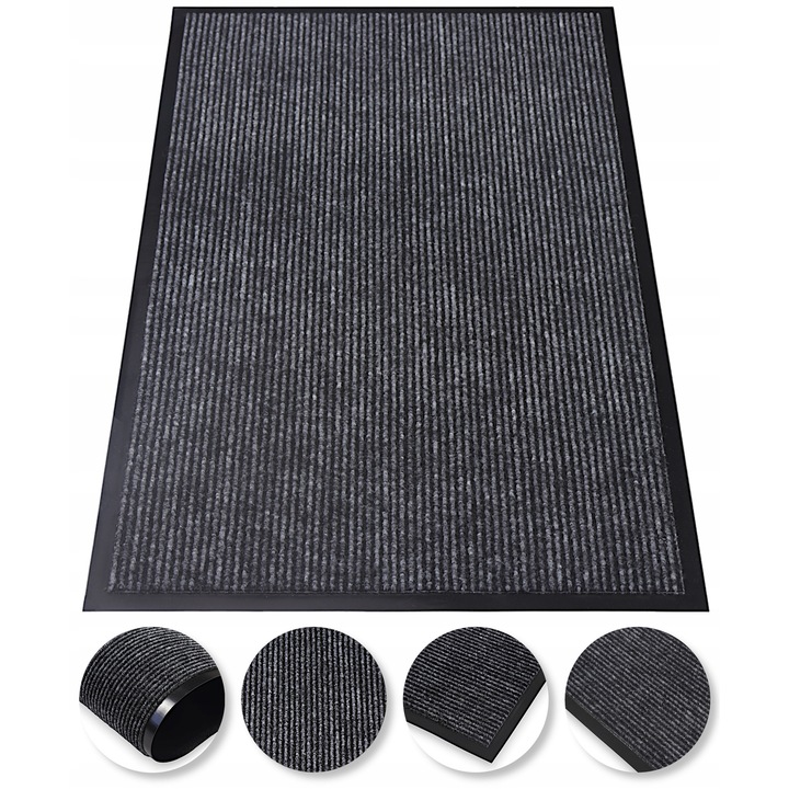 Covoras intrare, 50x80 cm, gri si maro, antiderapant, pentru interior si exterior