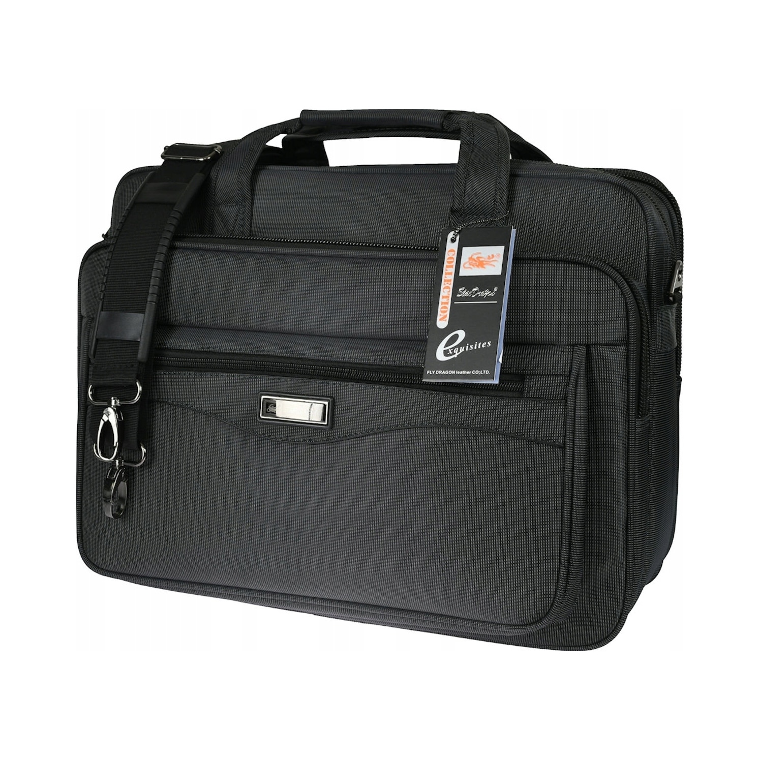 Geanta barbati Star Dragon, teaca pentru laptop, 9 compartimente, grafit, 30x42x20cm