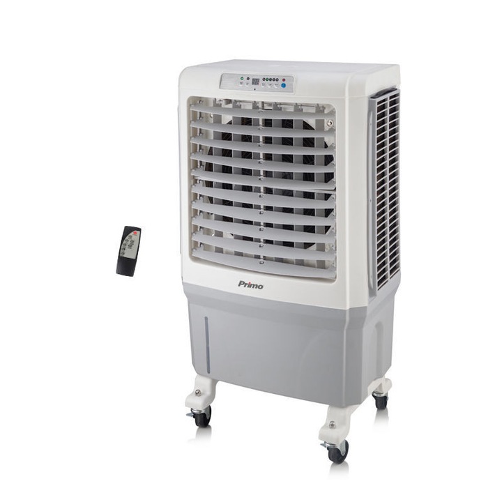 Racitor de aer portabil Evaporativ, Primo PRAC-80712, 180W, 45L, 5000 m 3 / h, temporizator, telecomanda, Alb
