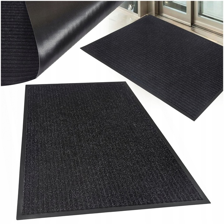 Covoras de intrare, 60x80 cm, antracit, antiderapant, pentru interior si exterior, set