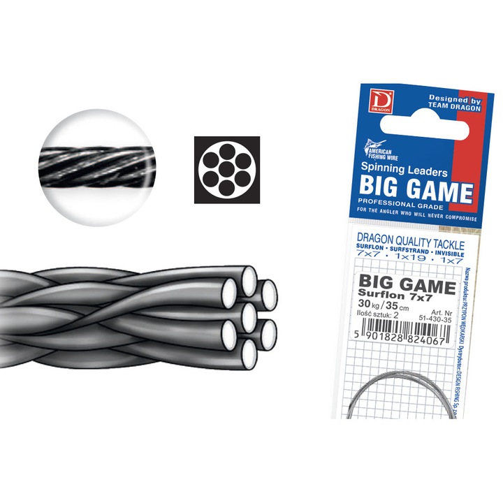 Fir rezistent Dragon Titanium Braid 23kg 80cm