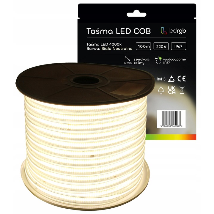 LED Neon COB szalag 220/230V 100m 4000K Semleges Fehér IP67 10mm