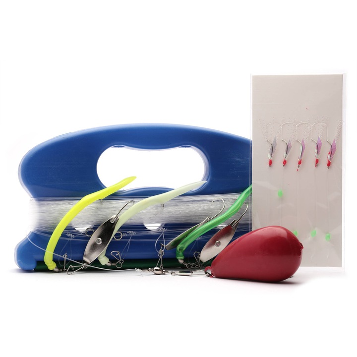 Set de pescuit manual pentru pesti marini, Abu Garcia, 6 momeli, 300g greutate, transport usor