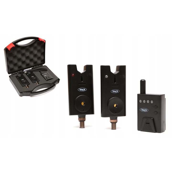 Set semnalizatoare de pescuit York SYZ72, 2 semnalizatoare + receptor wireless, 100-150m, 2x1,5v AAA, 4x1,5v AAA