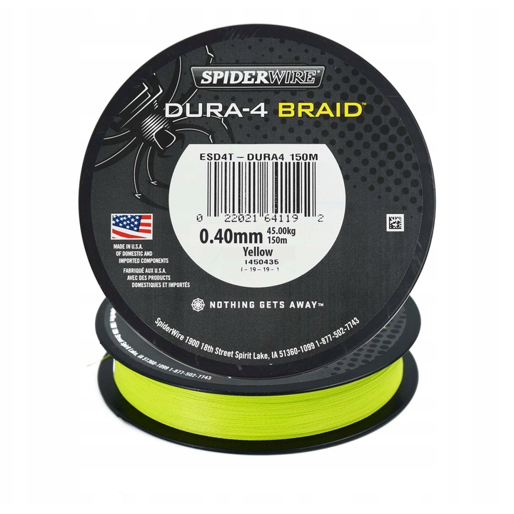 Plecaciune Spiderwire Dura 4, 150m, alb, 4-siruri, rezistenta mare