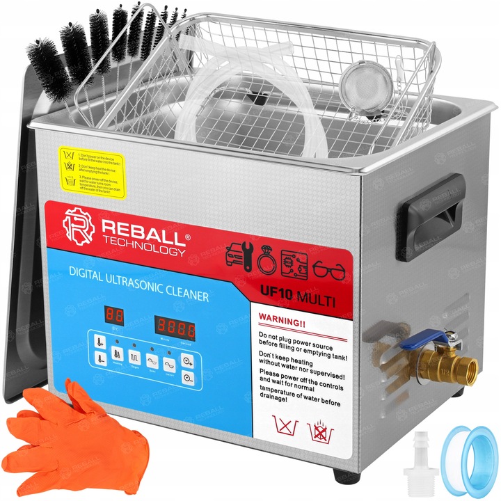 Машина за миене на части Reball 10L UF10 MULTI, 240W, 600W, инокс, комплект аксесоари