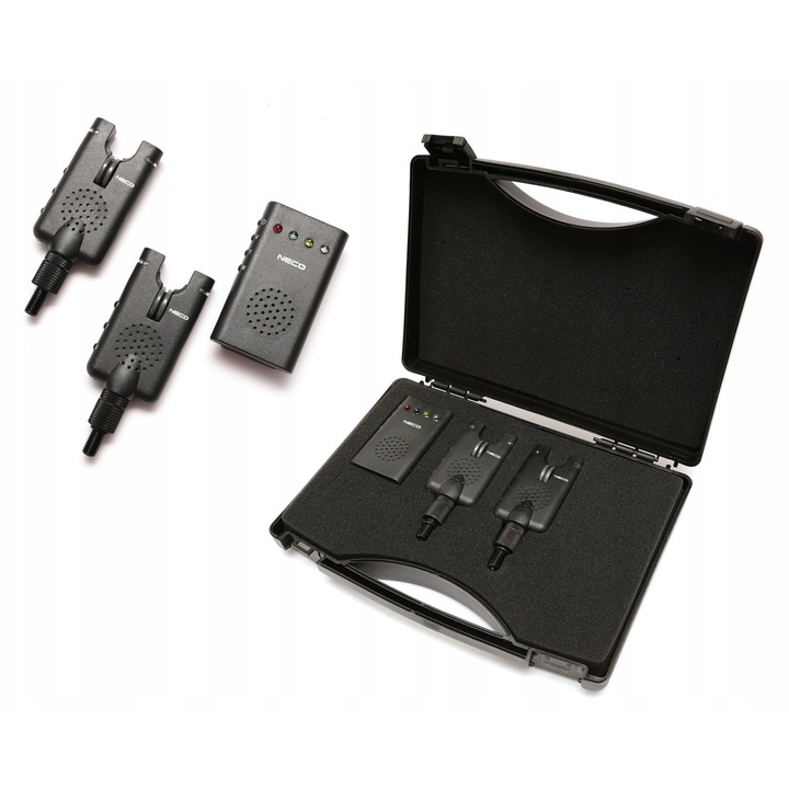 Set sisteme de semnalizare pescuit Neco E102, 2+1, waterproof, 300m, albastru si rosu