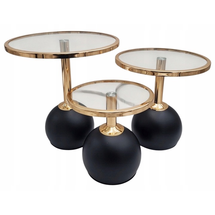 Комплект плата Madex, 3 части, стъкло и метал, черен, 20x21см, 25x25,5см, 30x30,5см