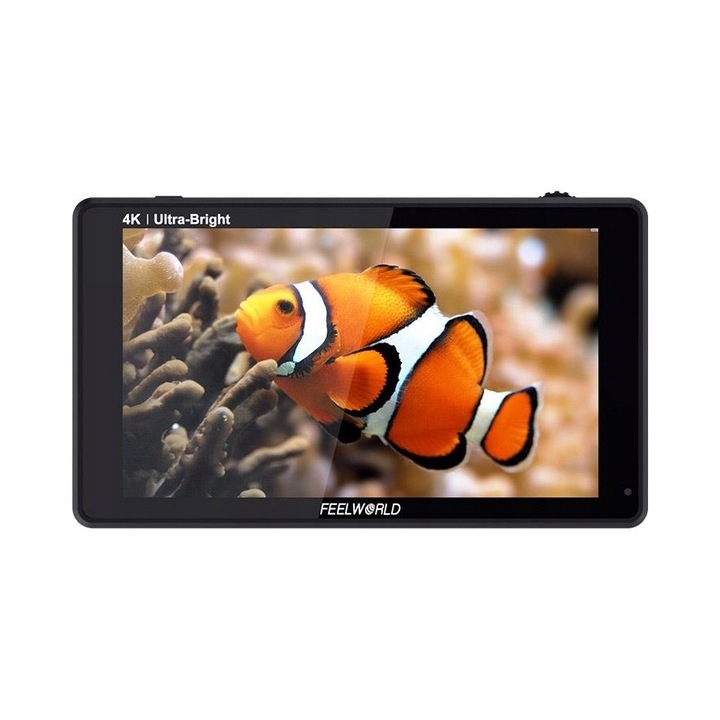 Монитор за предварителен преглед Feelworld LUT6, 6'' IPS Full HD тъчскрийн, мащабиране без загуби от 4K, яркост 2600 cd/m², Черен, 1 бр.