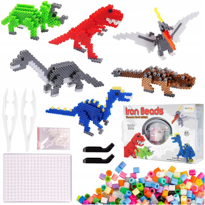 Kézműves készletek, MalPlay, DIY Dinoszauruszok, 3000 darab, 6 sablon, 10x7.5cm