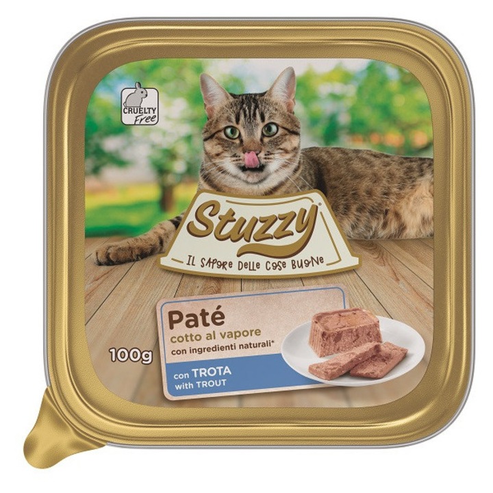 Комплект 32 x Пастет за котки с пъстърва, 32x100g, мокра храна, 100g, Stuzzy