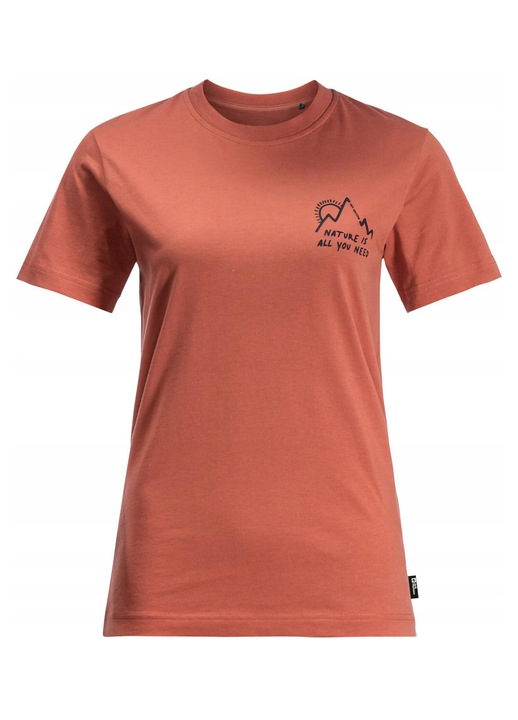Tricou sport Jack Wolfskin, bumbac organic, respirabil, rosu autumn, pentru activitati in aer liber