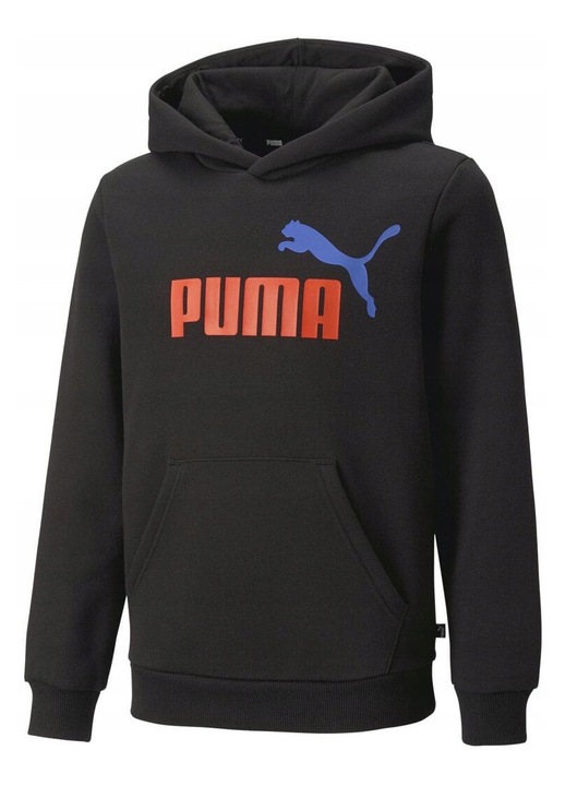 Детски суичър, Puma, ESS+ 2 Col Big Logo Hoodie, с качулка, полар, черен, 92 CM