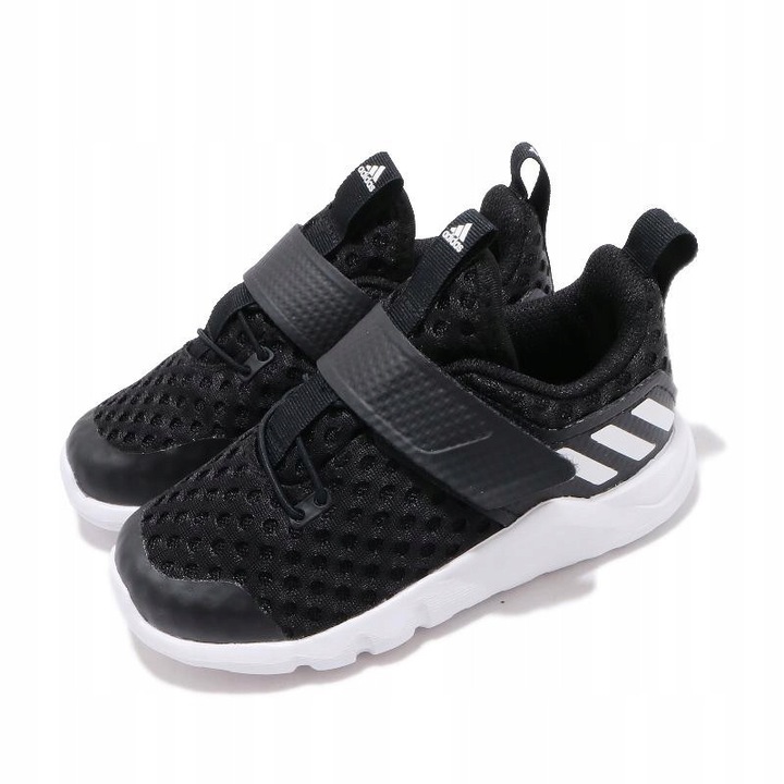 Pantofi sport copii, Adidas, RapidFlex, negru, material respirabil, cu scai