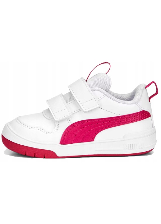 Pantofi copii, Puma, Multiflex SL V Inf, inchidere cu scai, talpa cauciuc, alb/roz, 26 EU