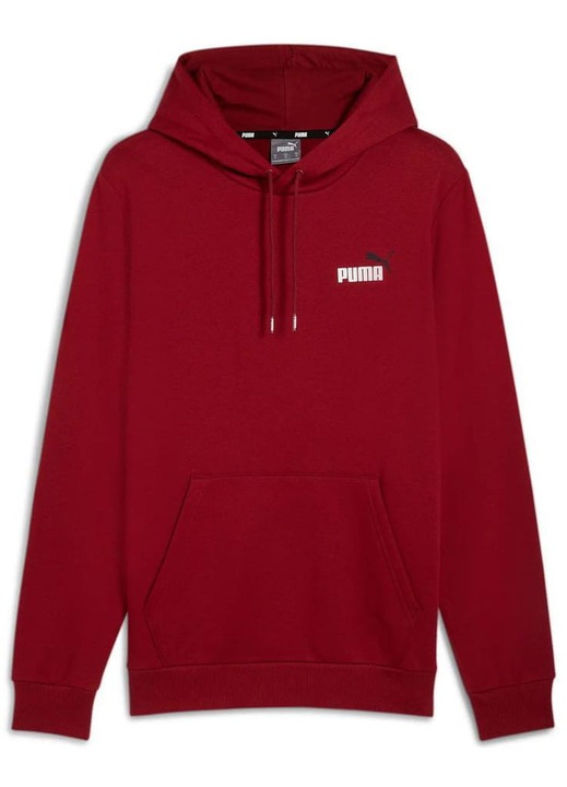 Hanorac sport Puma, cu gluga, rosu intens, din bumbac