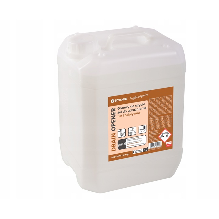 Eco Shine lefolyótisztító folyadék 5l, hatékony, semlegesíti a szagokat, konyhákba és fürdőszobákba