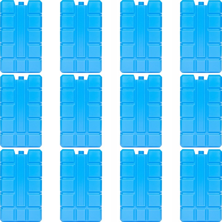 Комплект от 12 охладителя 400ml за туристически хладилници, HDPE, 16x9,2x3,2cm, син