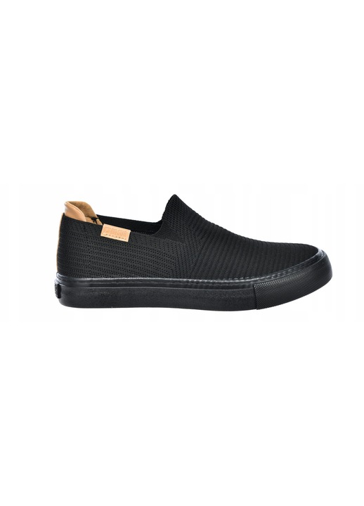 Tenisi dama Big Star slip-on, negru, textil, detalii bej, 39 EU