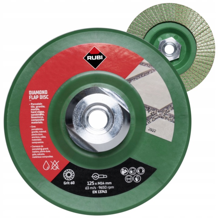 RUBI gyémánttárcsa 125 mm 50/60 csiszoláshoz, M14 adapterrel