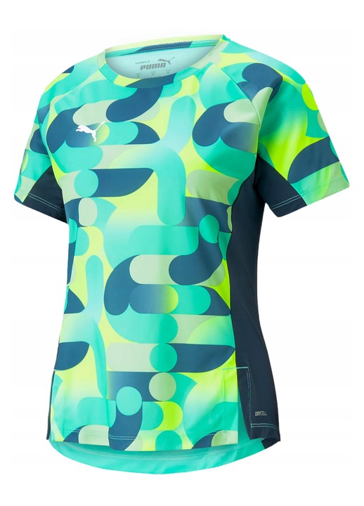 Tricou sportiv, Puma, IndividualBLAZE, termoreglabil, electric peppermint-dark night, 100% poliester, set de antrenament pentru femei